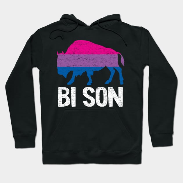 Bi Son LGBBT Flag Bisexual Bison Funny Bi Pride Hoodie by Kuehni